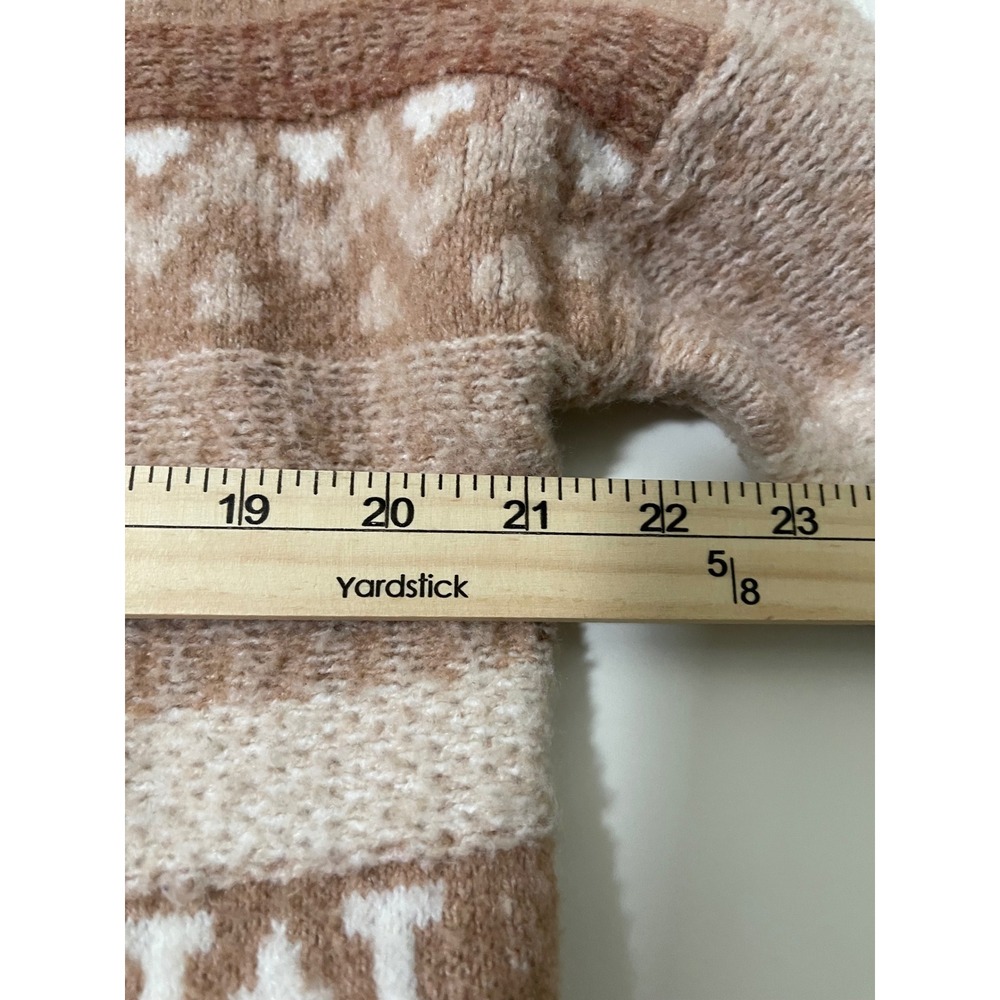 SO Goods For Life Womens Tan Geometric Fair Isle Open Front Cardigan Sweater M - Picture 6 of 9